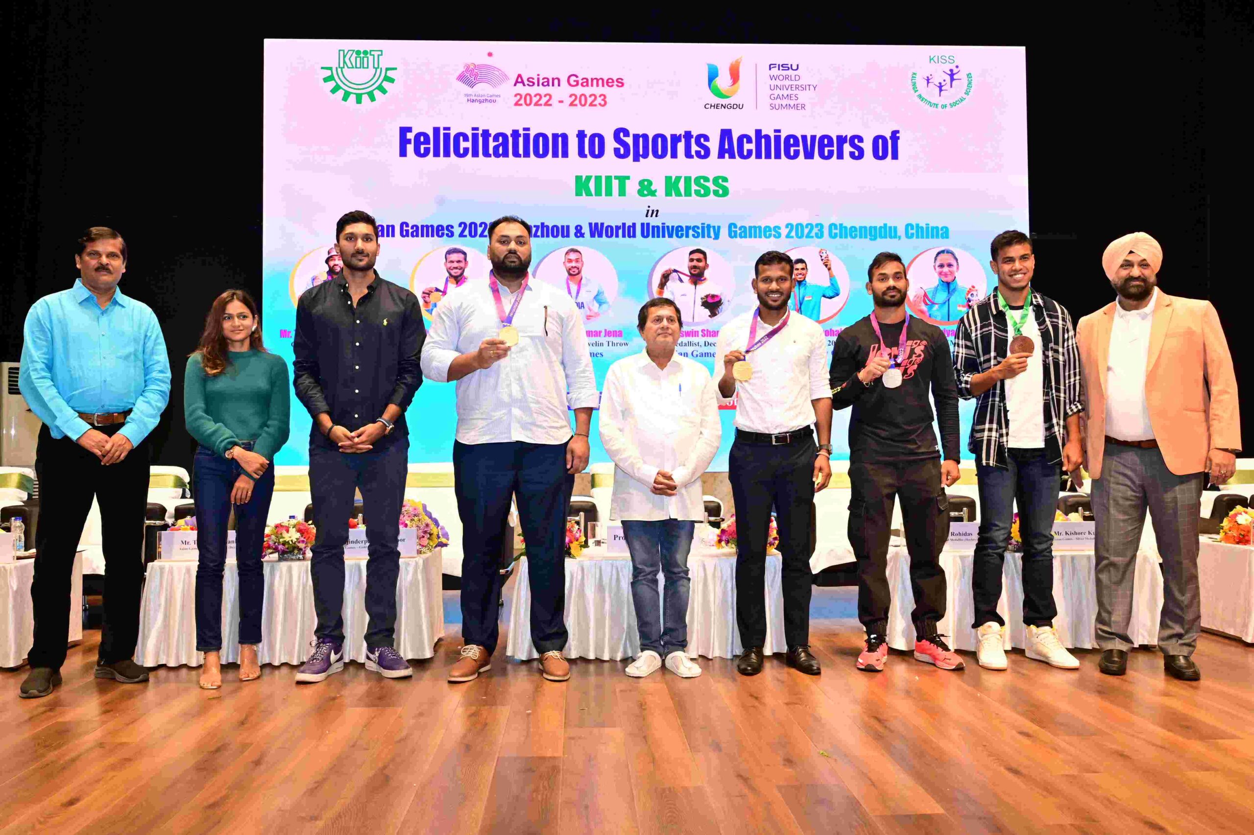 KIIT-KISS Felicitate Asian Games & World University Games 2023 Medal Winners